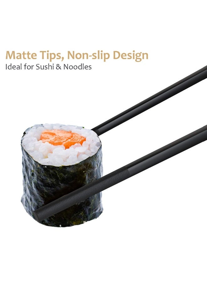 GLAMFIELDS 10 Pairs Fiberglass Chopsticks, GLAMFIELDS Reusable Japanese Chinese Korea Chop Sticks Dishwasher Safe, Non-slip, 9 1/2 inches Gold - Image 5